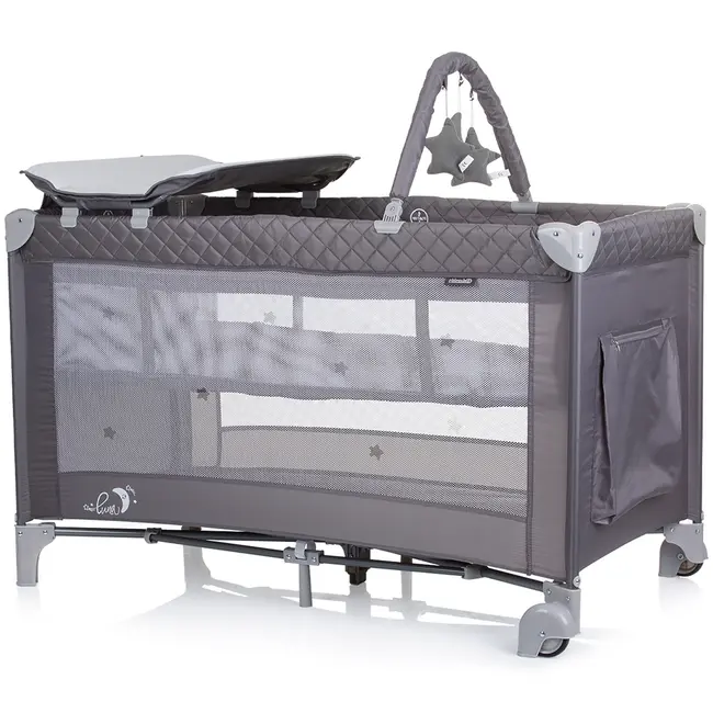 Patut pliabil cu saltea de infasat chipolino luna ash grey hubkosilu242as