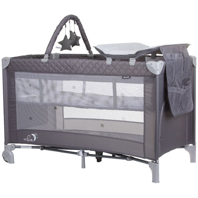 Patut pliabil cu saltea de infasat chipolino luna ash grey hubkosilu242as