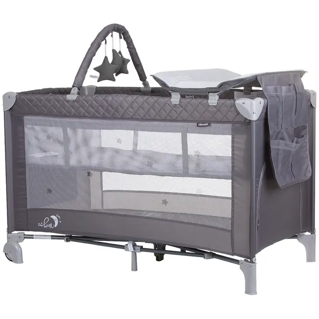 Patut pliabil cu saltea de infasat chipolino luna ash grey hubkosilu242as