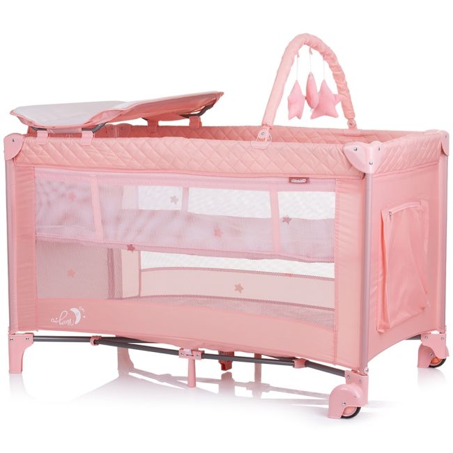 Patut pliabil cu saltea de infasat chipolino luna flamingo hubkosilu245fl