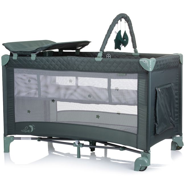 Patut pliabil cu saltea de infasat chipolino luna pastel green hubkosilu244pg