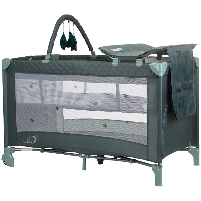 Patut pliabil cu saltea de infasat chipolino luna pastel green hubkosilu244pg