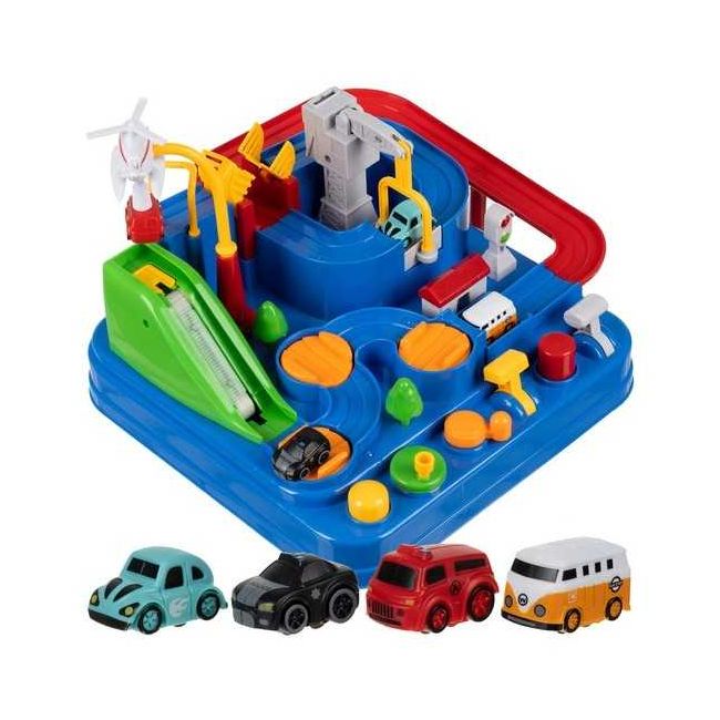 Pista de curse cu obstacole, 4 masinute si helicopter Kruzzel MY18259 BBJMY18259_Initiala