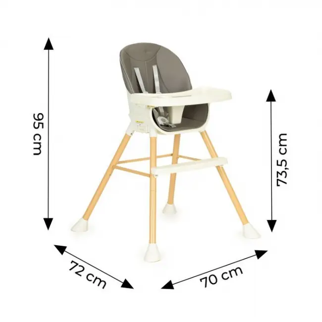 Scaun de masa 2 in 1 pentru copii ecotoys ha-018 - gri edeediha-018gray