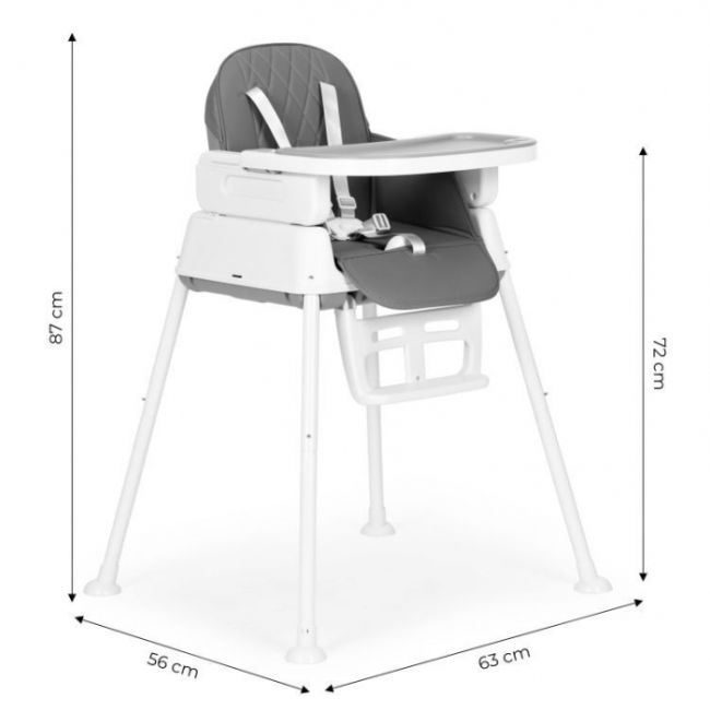 Scaun de masa 3 in 1 pentru copii ecotoys ha-009 - gri edeediha-009gray