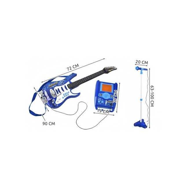 Set chitara, amplificator si microfon 72 x 24 cm Kruzzel MY18260 BBJMY18260_Albastru