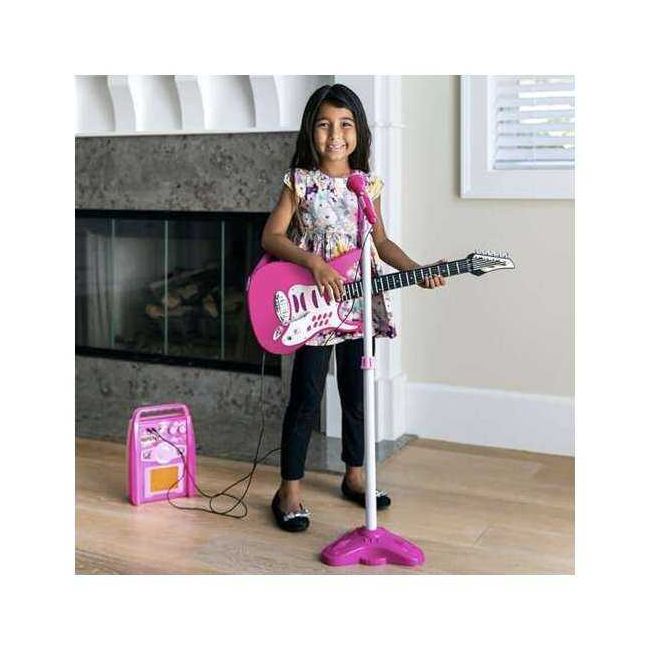 Set chitara, amplificator si microfon 72 x 24 cm Kruzzel MY18260 BBJMY18260_Roz