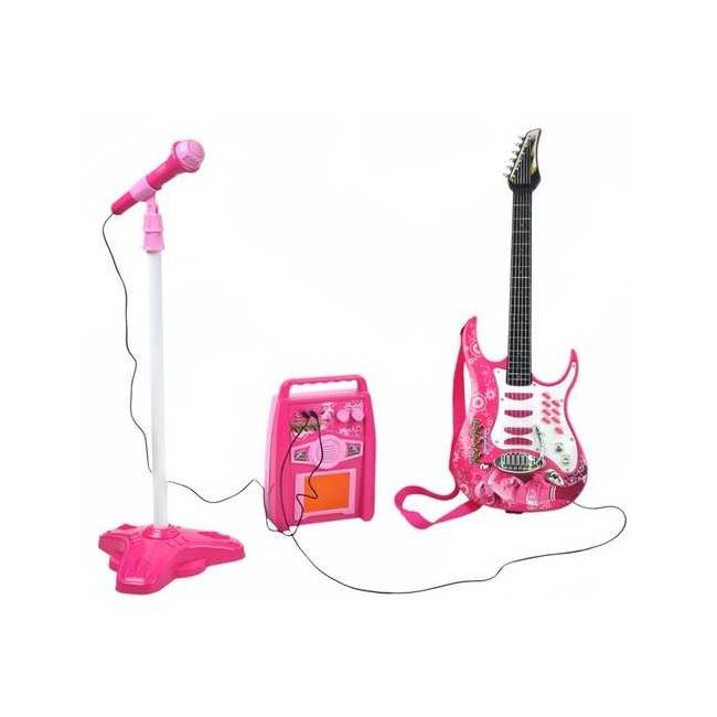 Set chitara, amplificator si microfon 72 x 24 cm Kruzzel MY18260 BBJMY18260_Roz