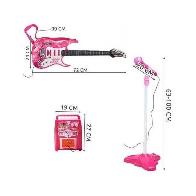 Set chitara, amplificator si microfon 72 x 24 cm Kruzzel MY18260 BBJMY18260_Roz