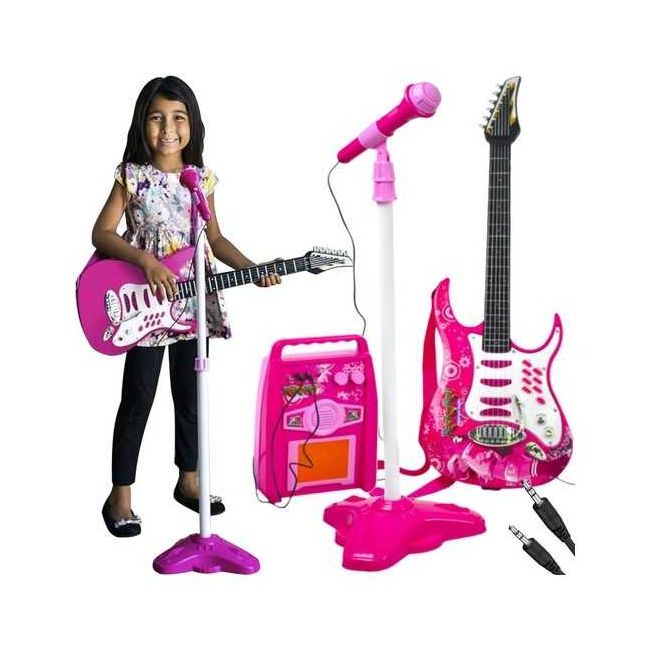 Set chitara, amplificator si microfon 72 x 24 cm Kruzzel MY18260 BBJMY18260_Roz