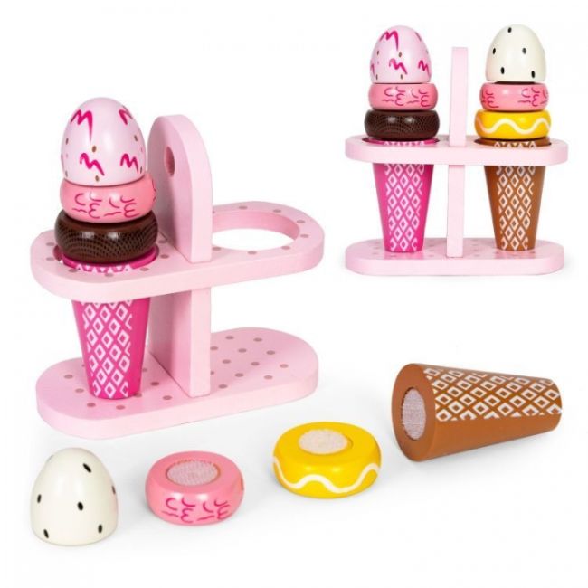 Set de 2 inghetate din lemn pentru copii, 9 elemente, ecotoys tl12106 edeeditl12106