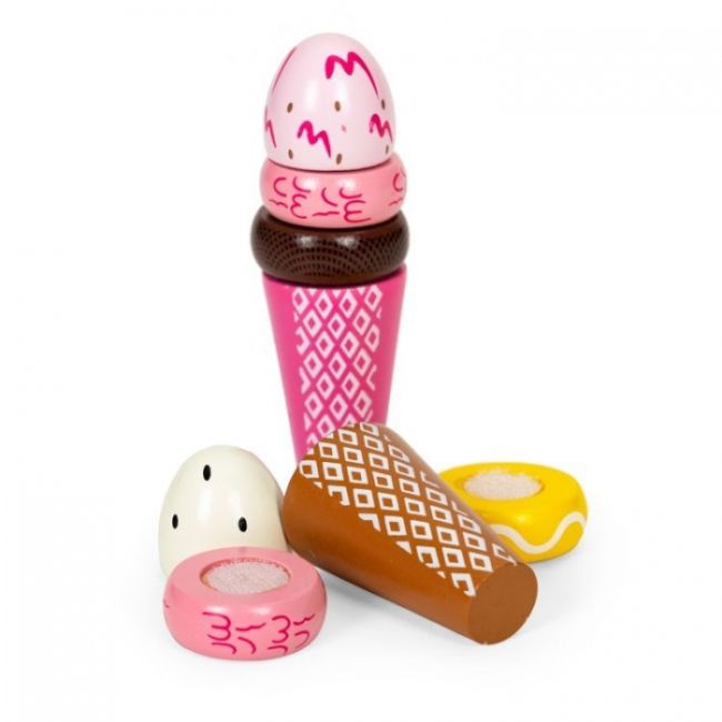 Set de 2 inghetate din lemn pentru copii, 9 elemente, ecotoys tl12106 edeeditl12106