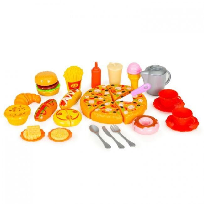 Set fast food pentru copii, 42 elemente, ecotoys hc429510 edeedihc429510