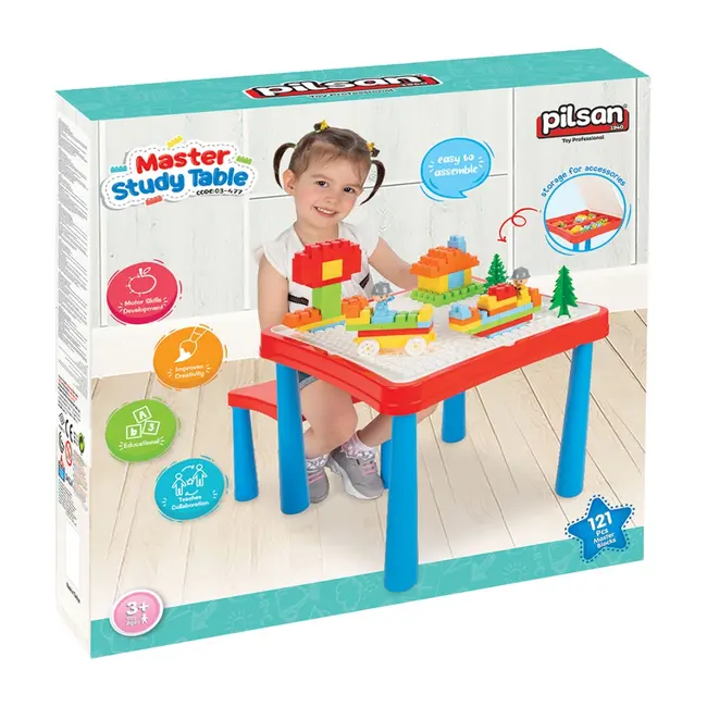Set masuta cu scaune si cuburi pilsan master study table cu 121 piese hubpl-03-477