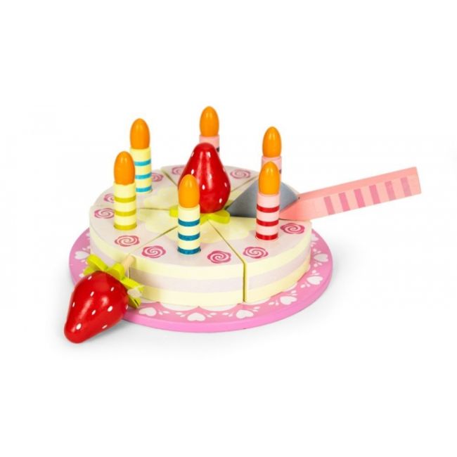 Set tort aniversar si accesorii din lemn, 16 elemente, ecotoys tl10032 edeeditl10032