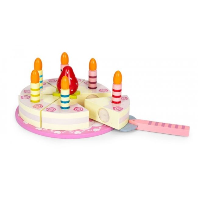 Set tort aniversar si accesorii din lemn, 16 elemente, ecotoys tl10032 edeeditl10032