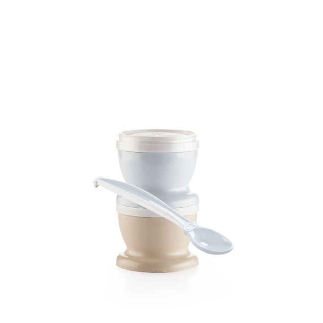 Set 2 recipiente cu capac si lingurita Thermobaby Baby Blue DNBTHE165943