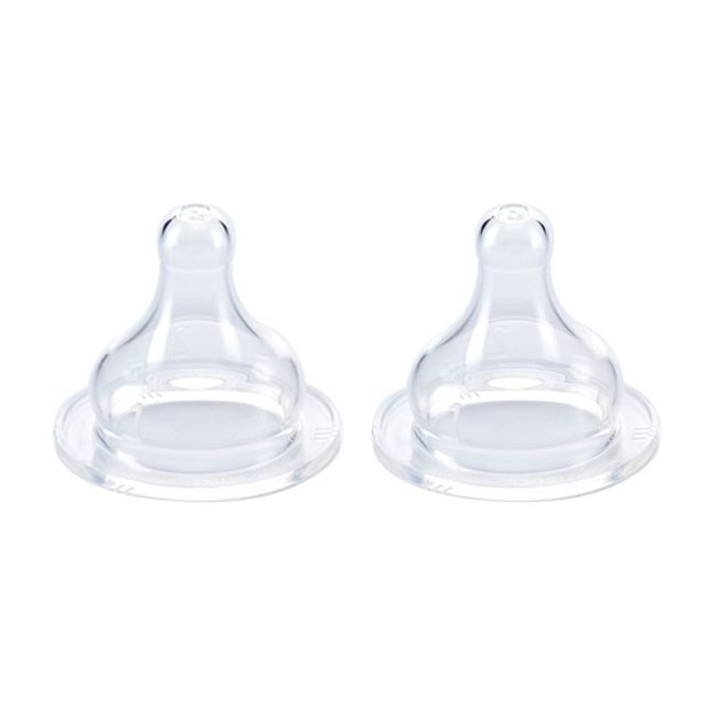 Set 2 tetine silicon pentru biberon cu gat larg debit variabil 0 - 18 LUNI DNBTHE1786