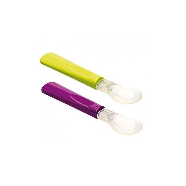 Thermobaby- Set 2 lingurite cu varf din silicon verde/mov DNBTHE164291