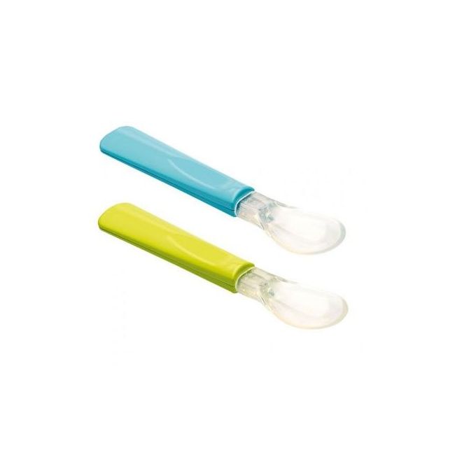 Thermobaby- Set 2 lingurite cu varf din silicon verde/turcoaz DNBTHE164235