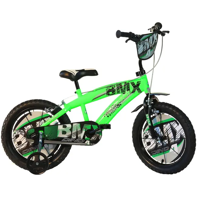 Bicicleta copii dino bikes 14' bmx negru si verde hubdb-145xc-01