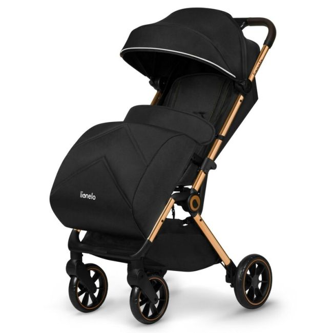 Carucior sport, Lionelo, Cloe, Cu accesorii, Cadru din aluminiu, Pana la 22 kg, Usor, Pliere compacta pentru avion, cu o singura mana, Ideal pentru toate tipurile de suprafete, 6 luni+, Black Onyx BYNLO-CLOE_BLACK_ONYX