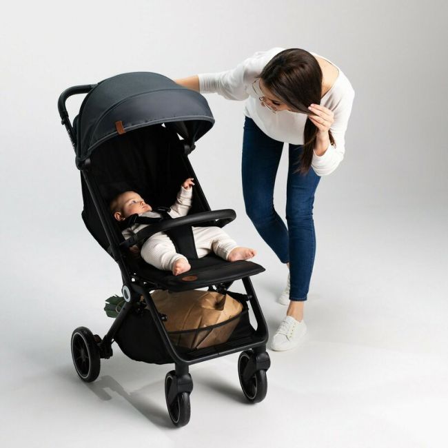 Carucior sport, Lionelo, Cloe, Cu accesorii, Cadru din aluminiu, Pana la 22 kg, Usor, Pliere compacta pentru avion, cu o singura mana, Ideal pentru toate tipurile de suprafete, 6 luni+, Black Onyx BYNLO-CLOE_BLACK_ONYX