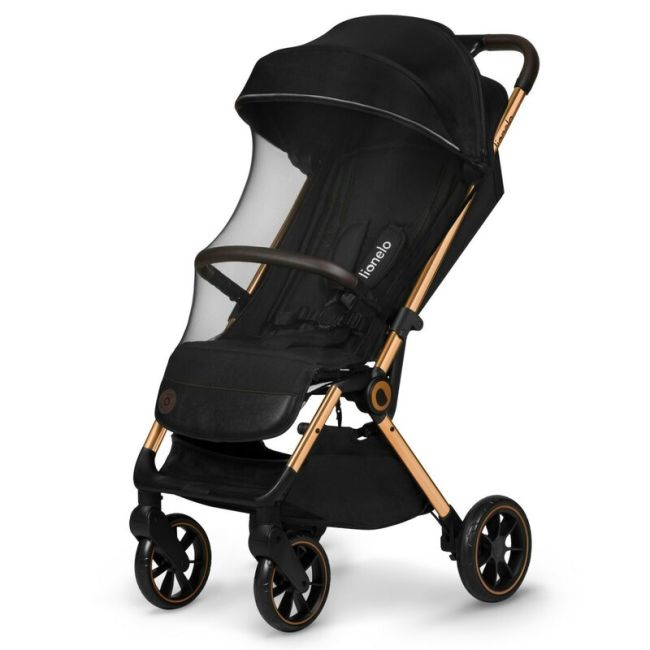Carucior sport, Lionelo, Cloe, Cu accesorii, Cadru din aluminiu, Pana la 22 kg, Usor, Pliere compacta pentru avion, cu o singura mana, Ideal pentru toate tipurile de suprafete, 6 luni+, Black Onyx BYNLO-CLOE_BLACK_ONYX