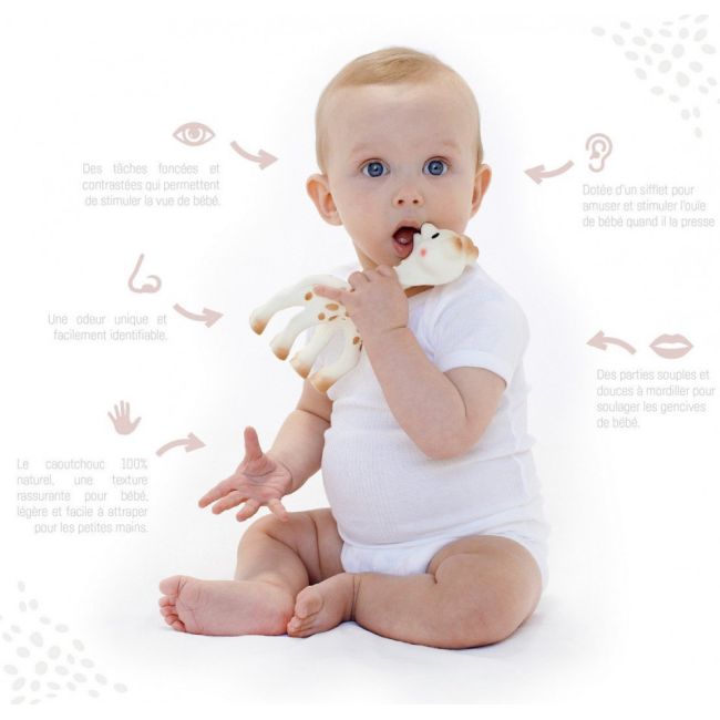 Set Girafa Sophie si figurina din cauciuc pentru rontait So pure DNB616624