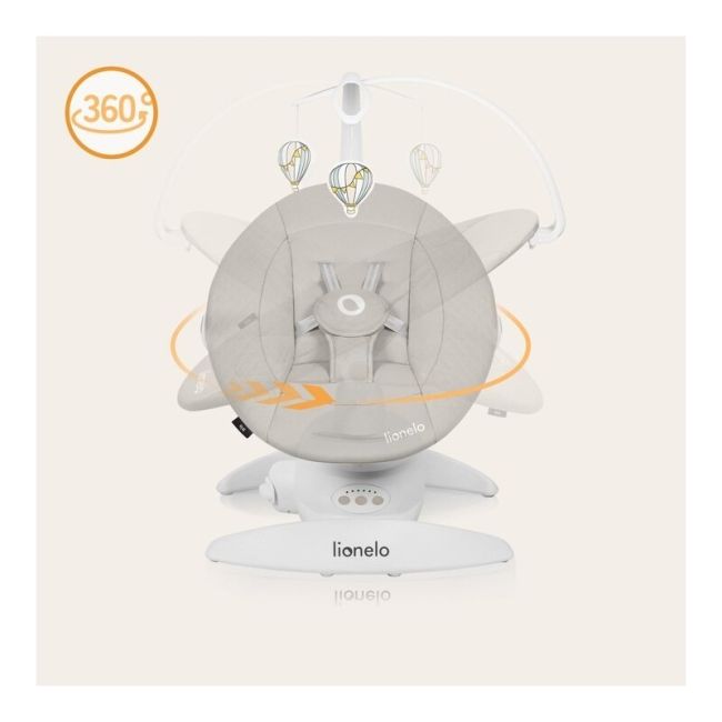 Balansoar, Lionelo, Iris, 2 in 1, Rotire 360 grade, Electric, Cu 3 moduri de leganare, Cu 5 trepte de viteza, Cu 3 pozitii de inclinare, 12 melodii, Silentios, Pana la 9 kg, Bej BYNLO-IRIS_BEIGE_SAND