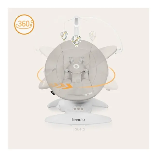 Balansoar, Lionelo, Iris, 2 in 1, Rotire 360 grade, Electric, Cu 3 moduri de leganare, Cu 5 trepte de viteza, Cu 3 pozitii de inclinare, 12 melodii, Silentios, Pana la 9 kg, Bej BYNLO-IRIS_BEIGE_SAND
