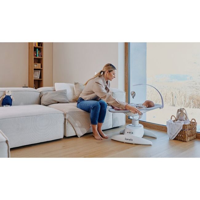 Balansoar, Lionelo, Iris, 2 in 1, Rotire 360 grade, Electric, Cu 3 moduri de leganare, Cu 5 trepte de viteza, Cu 3 pozitii de inclinare, 12 melodii, Silentios, Pana la 9 kg, Bej BYNLO-IRIS_BEIGE_SAND