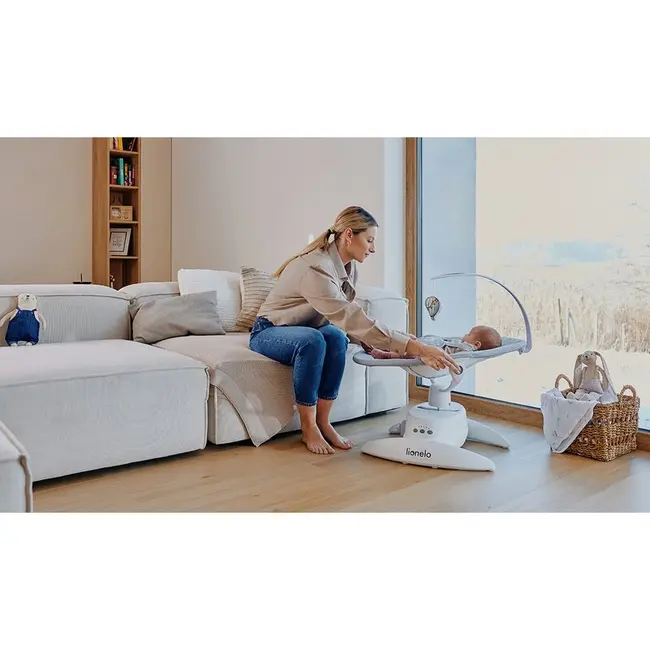 Balansoar, Lionelo, Iris, 2 in 1, Rotire 360 grade, Electric, Cu 3 moduri de leganare, Cu 5 trepte de viteza, Cu 3 pozitii de inclinare, 12 melodii, Silentios, Pana la 9 kg, Bej BYNLO-IRIS_BEIGE_SAND