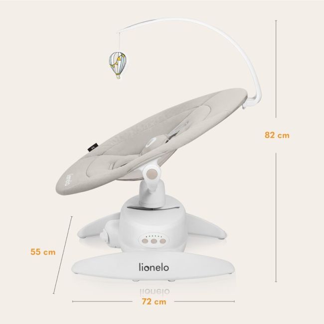 Balansoar, Lionelo, Iris, 2 in 1, Rotire 360 grade, Electric, Cu 3 moduri de leganare, Cu 5 trepte de viteza, Cu 3 pozitii de inclinare, 12 melodii, Silentios, Pana la 9 kg, Bej BYNLO-IRIS_BEIGE_SAND