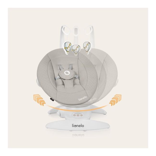 Balansoar, Lionelo, Iris, 2 in 1, Rotire 360 grade, Electric, Cu 3 moduri de leganare, Cu 5 trepte de viteza, Cu 3 pozitii de inclinare, 12 melodii, Silentios, Pana la 9 kg, Bej BYNLO-IRIS_BEIGE_SAND