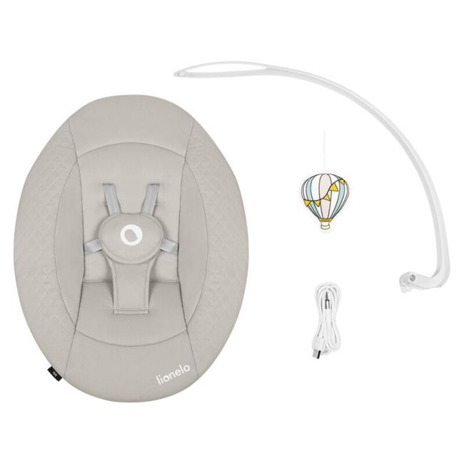 Balansoar, Lionelo, Iris, 2 in 1, Rotire 360 grade, Electric, Cu 3 moduri de leganare, Cu 5 trepte de viteza, Cu 3 pozitii de inclinare, 12 melodii, Silentios, Pana la 9 kg, Bej BYNLO-IRIS_BEIGE_SAND