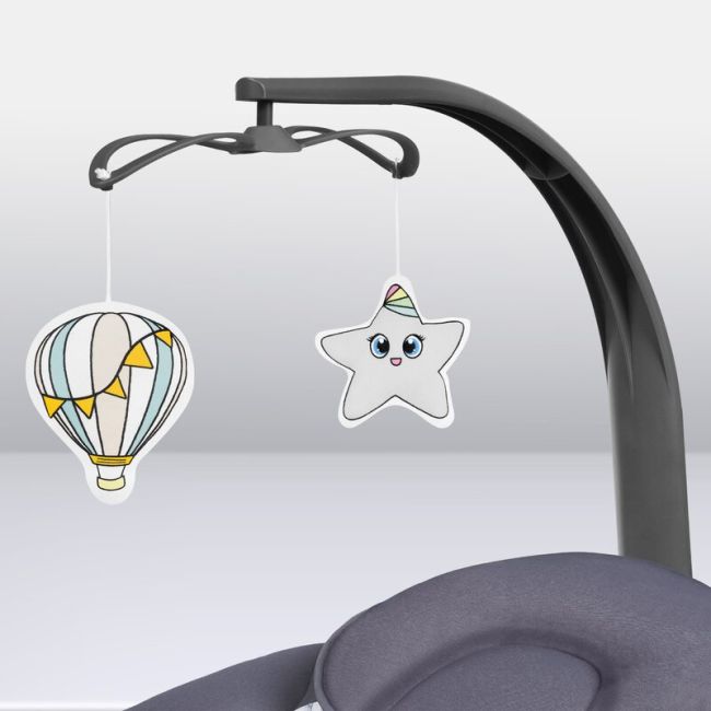 Balansoar si sezlong, Lionelo, Ralf, 2 in 1, Electric, Cu telecomanda si cablu USB, Cu miscare laterala de balansare si 5 niveluri diferite de viteza, Cu 12 melodii, Gri/Alb BYNLO-RALF_GREY_WHITE