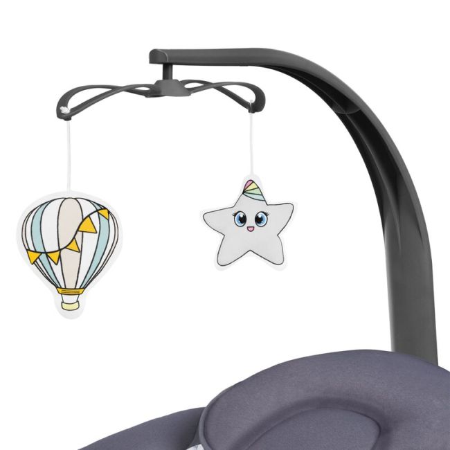 Balansoar si sezlong, Lionelo, Ralf, 2 in 1, Electric, Cu telecomanda si cablu USB, Cu miscare laterala de balansare si 5 niveluri diferite de viteza, Cu 12 melodii, Gri/Alb BYNLO-RALF_GREY_WHITE