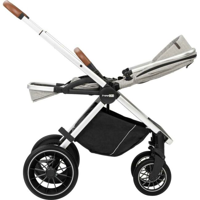Carucior 3 in 1, FreeON, Joy, Reversibil, Cu cadru din aluminiu, Scoica auto, Husa picioare, Geanta mamici si accesorii, Conform cu standardele europene de securitate R129, Gri BYN49676