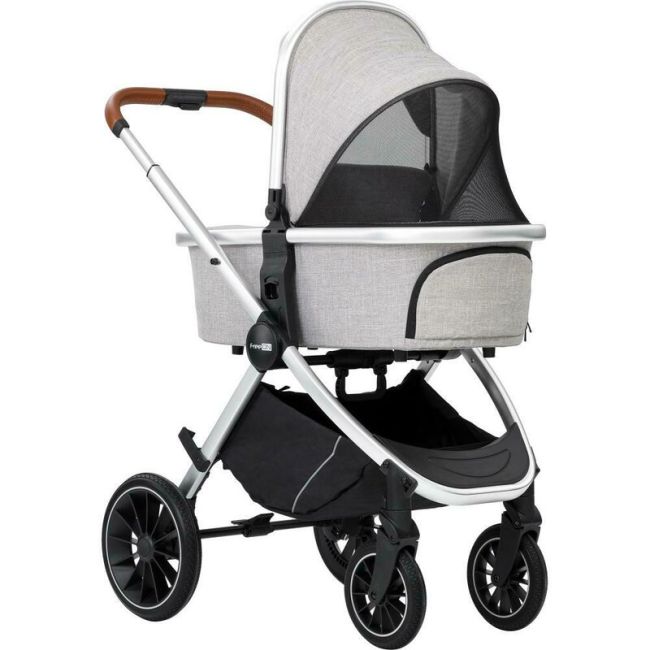 Carucior 3 in 1, FreeON, Joy, Reversibil, Cu cadru din aluminiu, Scoica auto, Husa picioare, Geanta mamici si accesorii, Conform cu standardele europene de securitate R129, Gri BYN49676