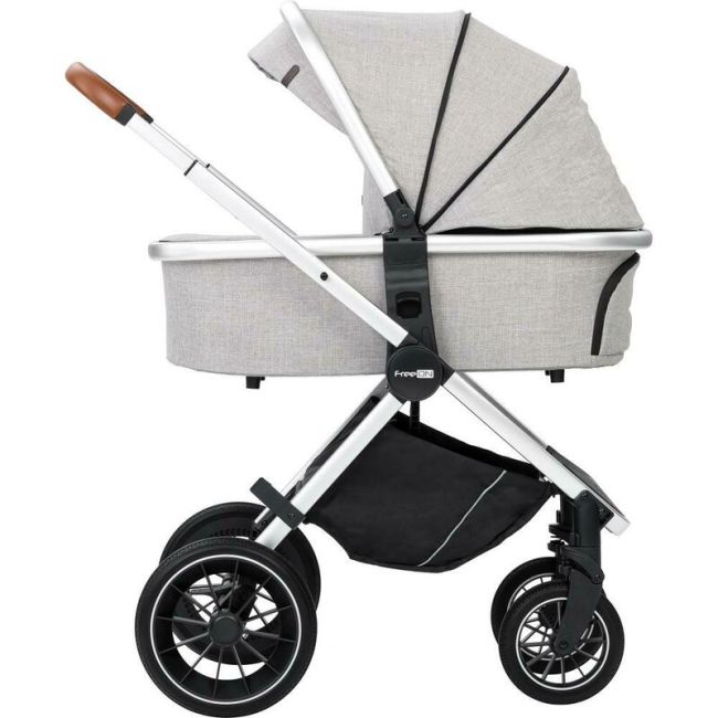 Carucior 3 in 1, FreeON, Joy, Reversibil, Cu cadru din aluminiu, Scoica auto, Husa picioare, Geanta mamici si accesorii, Conform cu standardele europene de securitate R129, Gri BYN49676