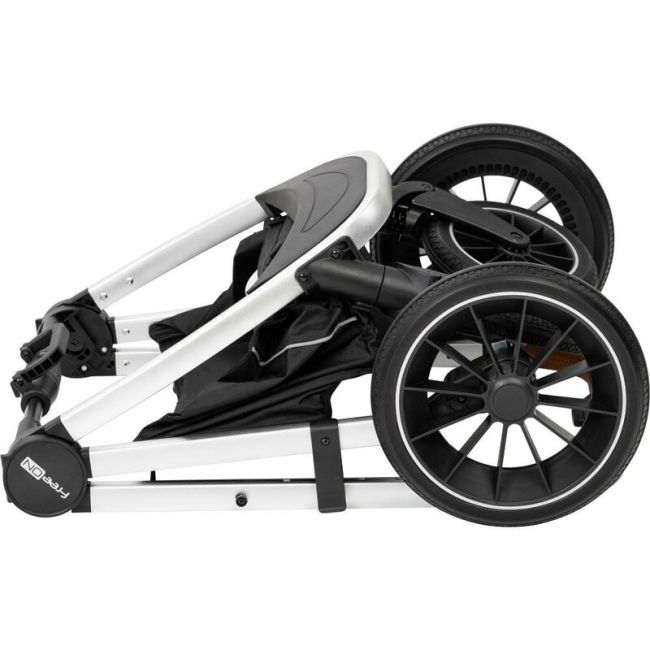 Carucior 3 in 1, FreeON, Joy, Reversibil, Cu cadru din aluminiu, Scoica auto, Husa picioare, Geanta mamici si accesorii, Conform cu standardele europene de securitate R129, Gri BYN49676