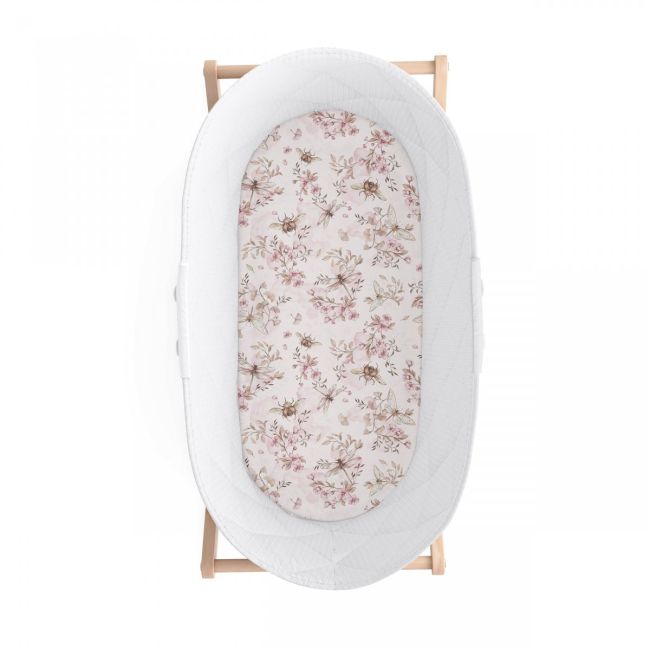 Cearsaf Din Bumbac Cu Elastic Pe Contur Pentru Landou Si Cosulete, Cherry Light Pjb1685