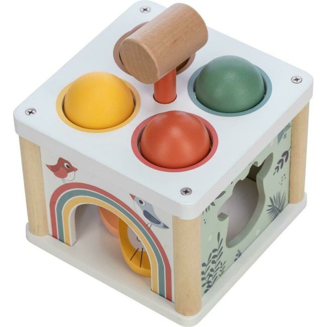 Centru de activitati, Free2Play, Cu figurine, Cu ciocanel, Din lemn, Conform cu standardul european de securitate EN71/123, 15 x 15 x 12 cm, 12 luni+, Multicolor BYN80616