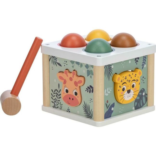 Centru de activitati, Free2Play, Cu figurine, Cu ciocanel, Din lemn, Conform cu standardul european de securitate EN71/123, 15 x 15 x 12 cm, 12 luni+, Multicolor BYN80616