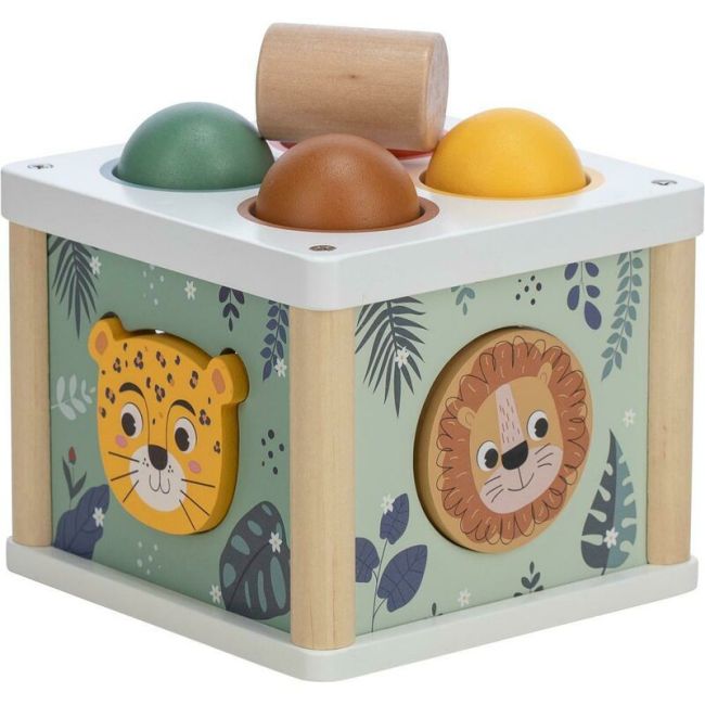 Centru de activitati, Free2Play, Cu figurine, Cu ciocanel, Din lemn, Conform cu standardul european de securitate EN71/123, 15 x 15 x 12 cm, 12 luni+, Multicolor BYN80616