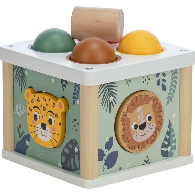 Centru de activitati, Free2Play, Cu figurine, Cu ciocanel, Din lemn, Conform cu standardul european de securitate EN71/123, 15 x 15 x 12 cm, 12 luni+, Multicolor BYN80616