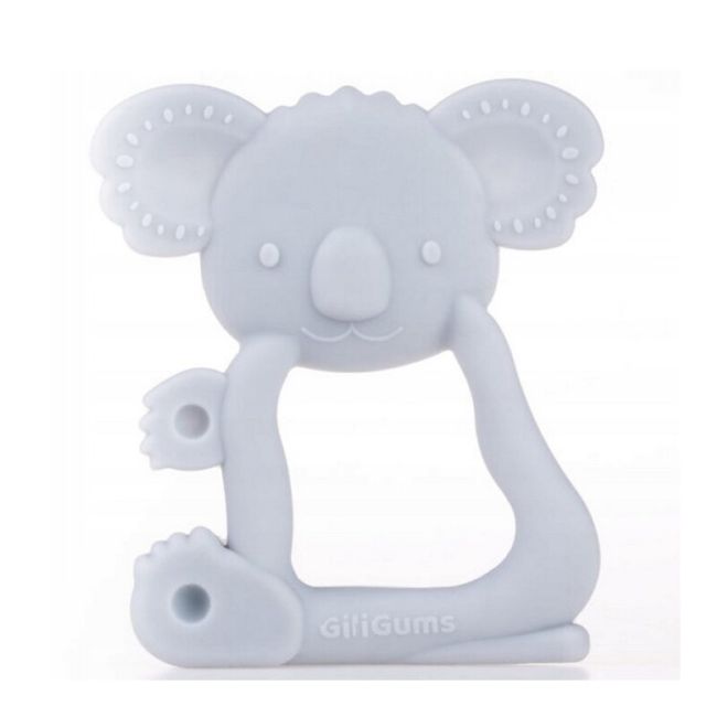 Jucarie de dentitie, Giligums, Koala, Pentru masajul gingiilor, Din silicon Fara BPA, 3 luni+, Gri BYNGG_21323