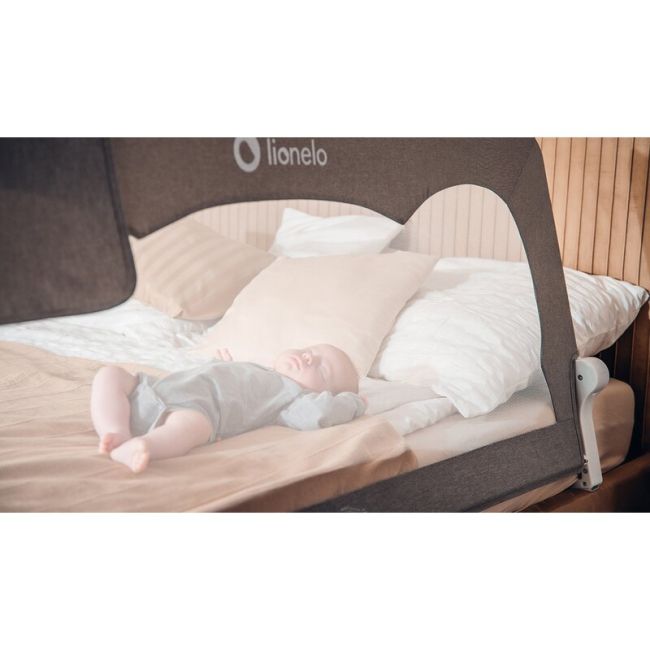 Protectie laterala pat, Lionelo, Hanna, Cu buzunar accesorii, 150x66 cm, Conform cu standardul european de securitate BS7072, Bej BYNLO-HANNA_BEIGE_MELANGE