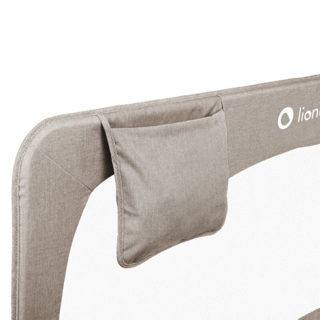 Protectie laterala pat, Lionelo, Hanna, Cu buzunar accesorii, 150x66 cm, Conform cu standardul european de securitate BS7072, Bej BYNLO-HANNA_BEIGE_MELANGE